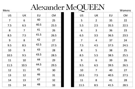 alexander mcqueen shoe size chart.